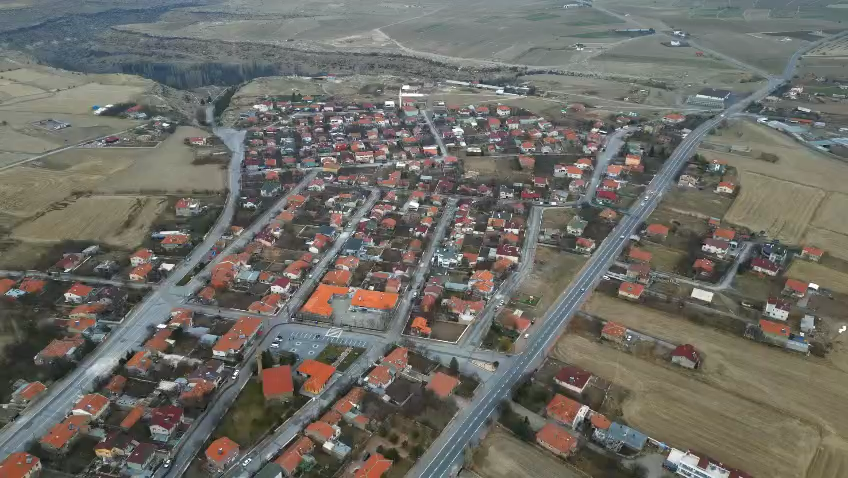 Turan Mahallesi gökyüzünden görünüm